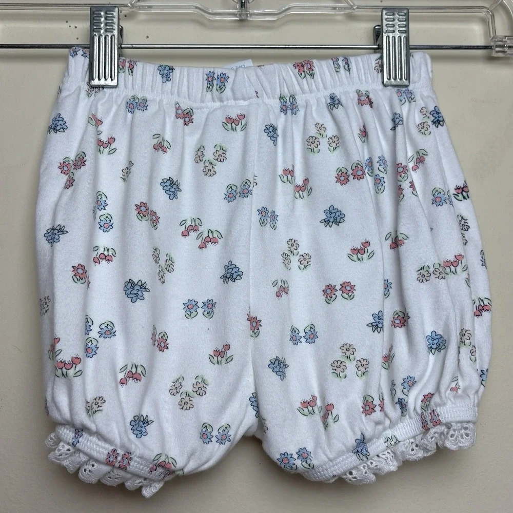 Vintage Oshkosh Baby B'gosh Floral diaper Cover Bloomers Size 24 Mos Lace Trim